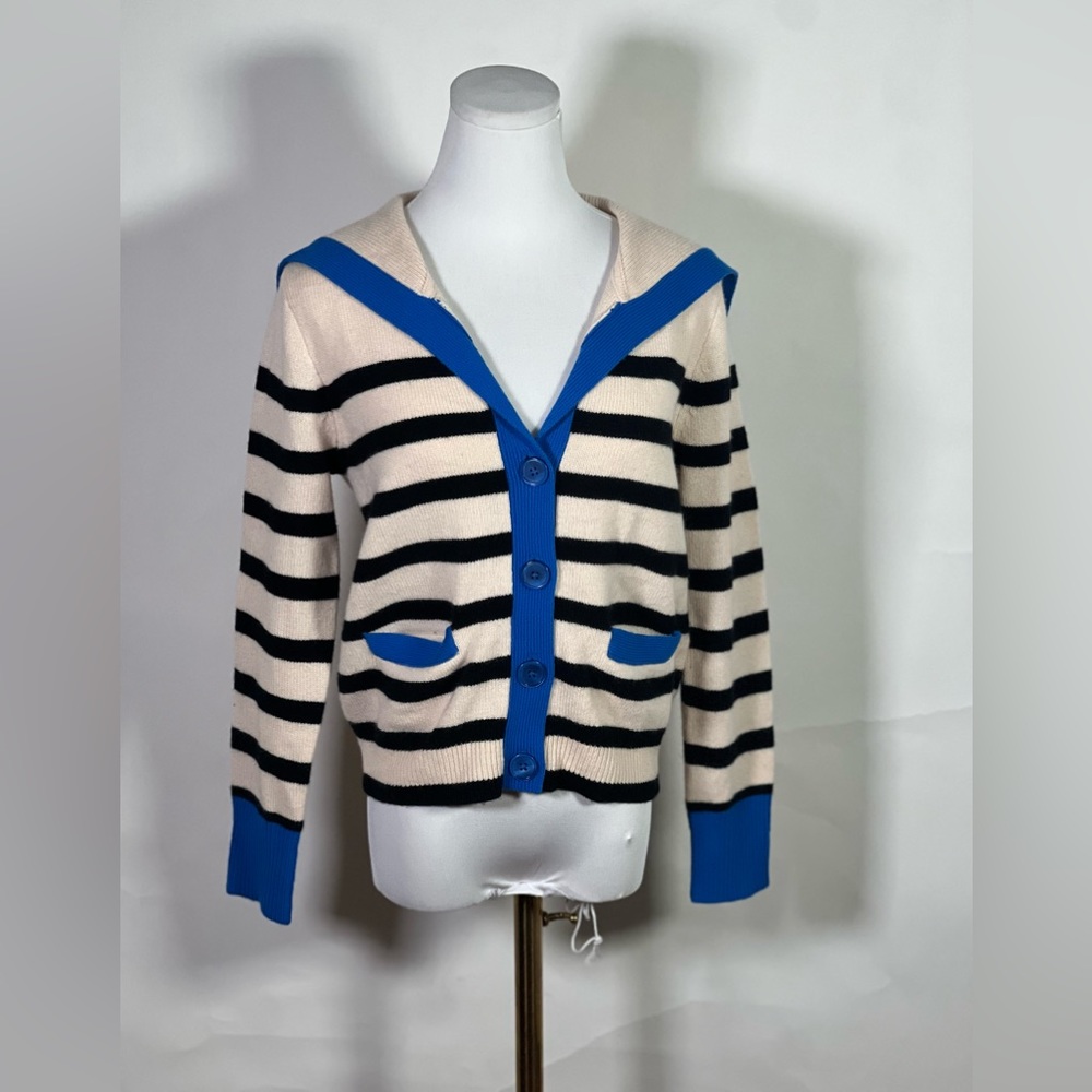 Ew Jcrew Cashmere sailor-collar cardigan sweater in stripe - Picture 4 of 5